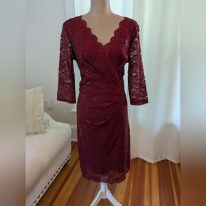 Signature by Sangria Burgundy Red Lace Dress